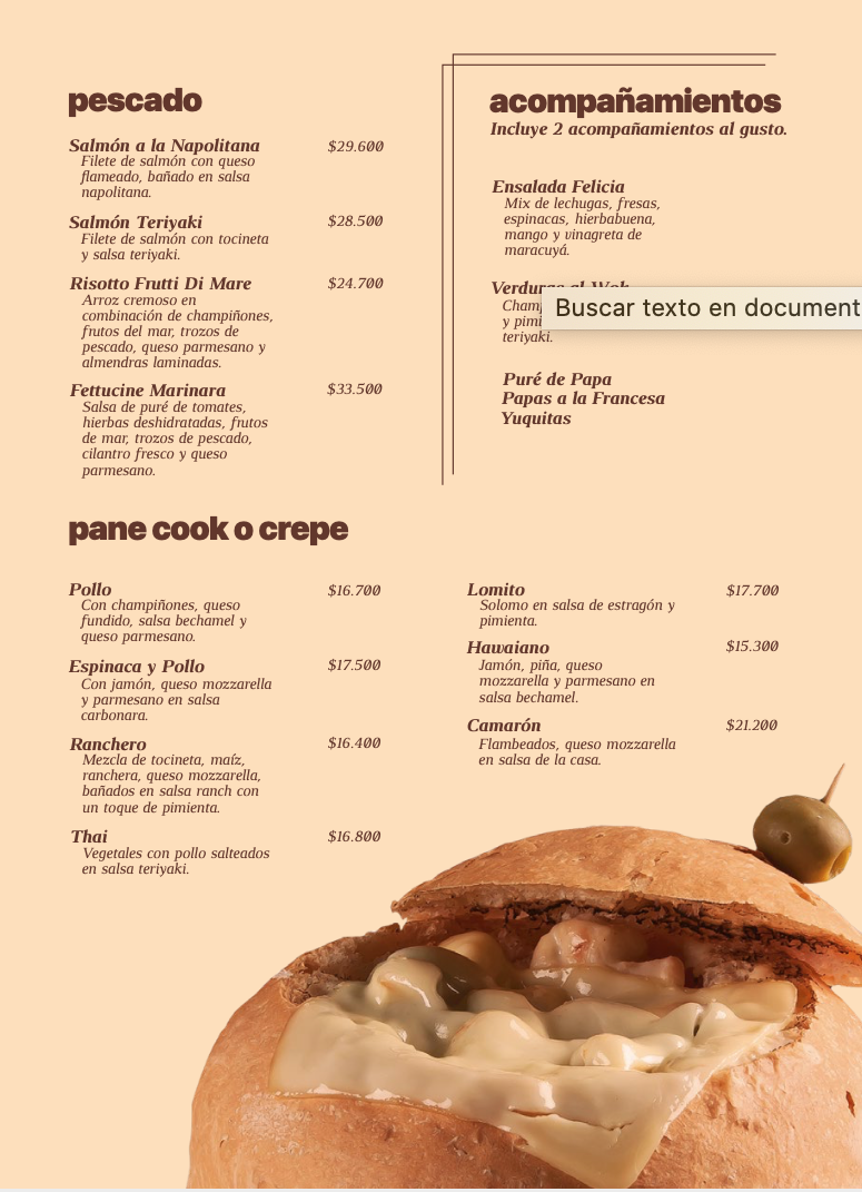 Carta de Pan & Chocolate — página 15